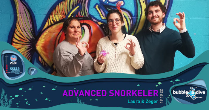 Proficiat Laura en Zeger! PADI Advanced Snorkeler