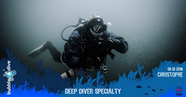 Proficiat Christophe met het behalen van je PADI DEEP SPECIALTY brevet!